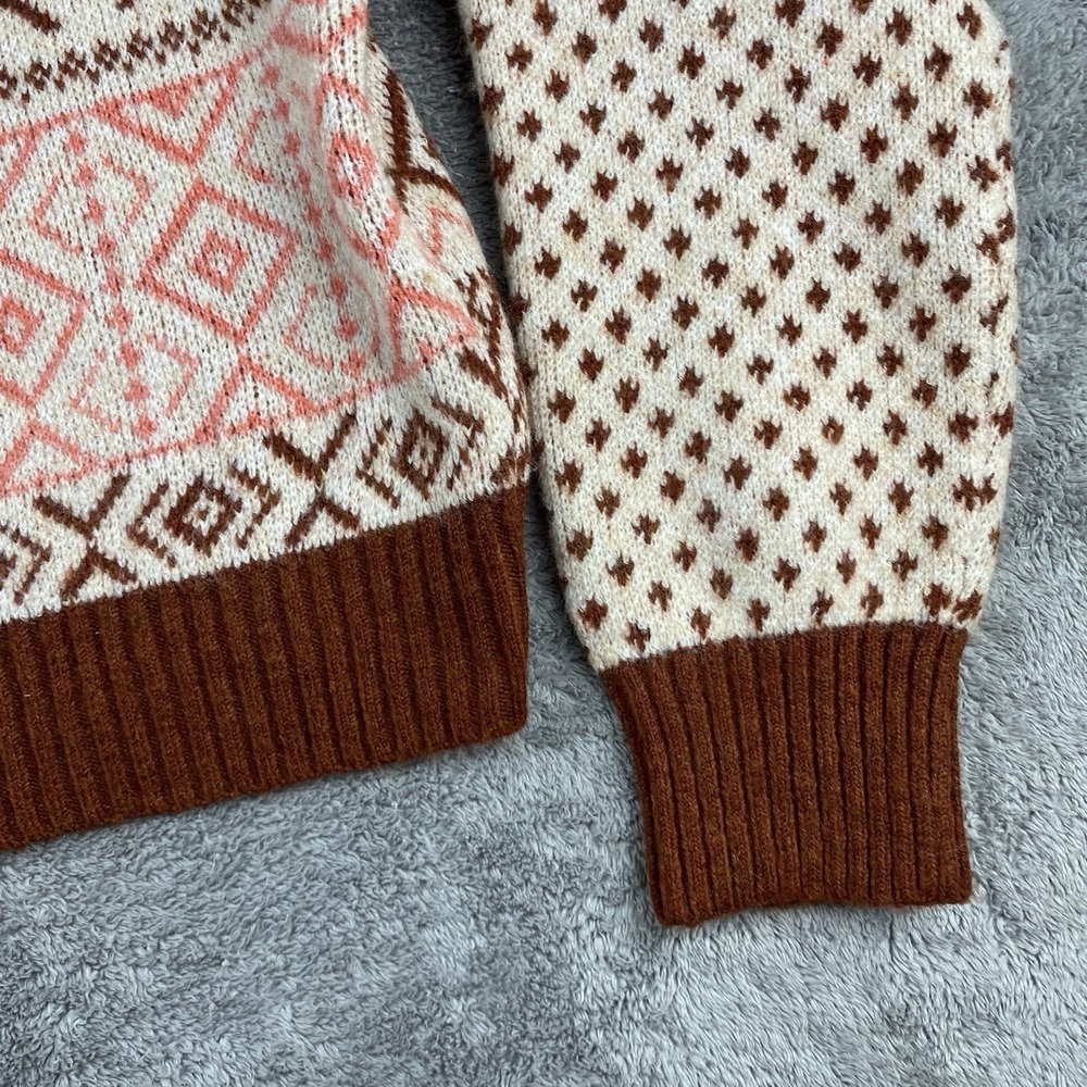 American Eagle Mock Neck‎ Cropped Fair Isle Pattern Close Knit Sweater Medium - Picture 4 of 16